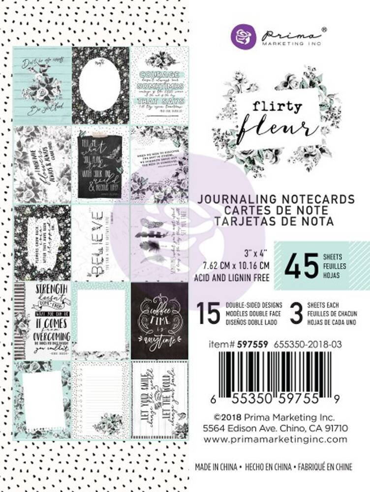 Prima Marketing Inc Flirty Fleur 3x4 Inch Journaling Cards (597559) Prima Marketing Inc Flirty Fleur 3x4 Inch Journaling Cards (597559)