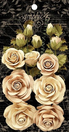Graphic 45 Classic Ivory & Natural Linen Flowers (4501784)