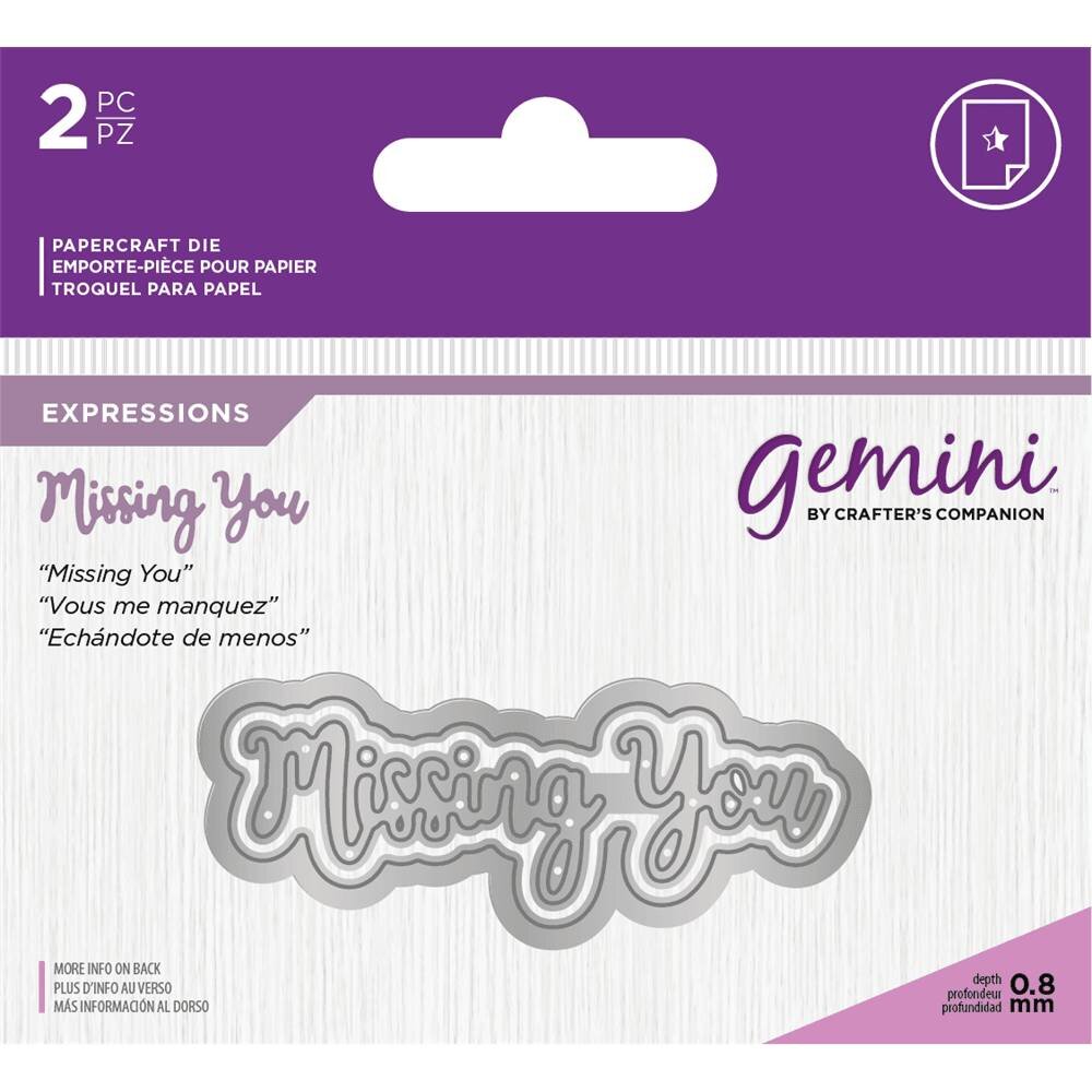 Gemini Missing You Words Metal Die (GEM-MD-E-W-70)