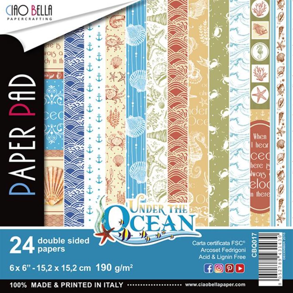 Ciao Bella Papercrafting Under the Ocean 6x6 Inch Paper Pad (CBQ017)