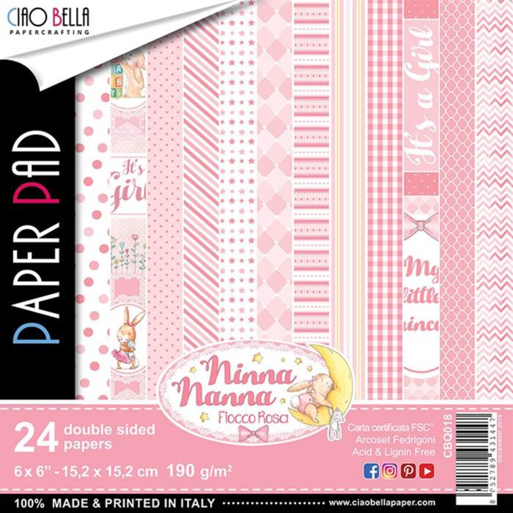 Ciao Bella Papercrafting Ninna Nanna Girl 6x6 Inch Paper Pad (CBQ018)