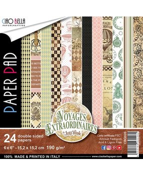 Ciao Bella Papercrafting Voyages Extraordinaires 6x6 Inch Paper Pad (CBQ020) Ciao Bella Papercrafting Voyages Extraordinaires 6x6 Inch Paper Pad (CBQ020)