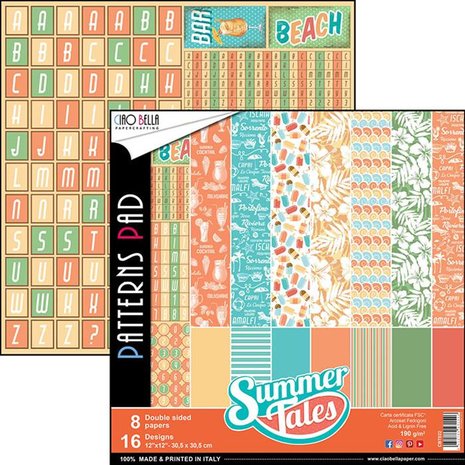 Ciao Bella Papercrafting Summer Tales 12x12 Inch Patterns Pad (CBT022)