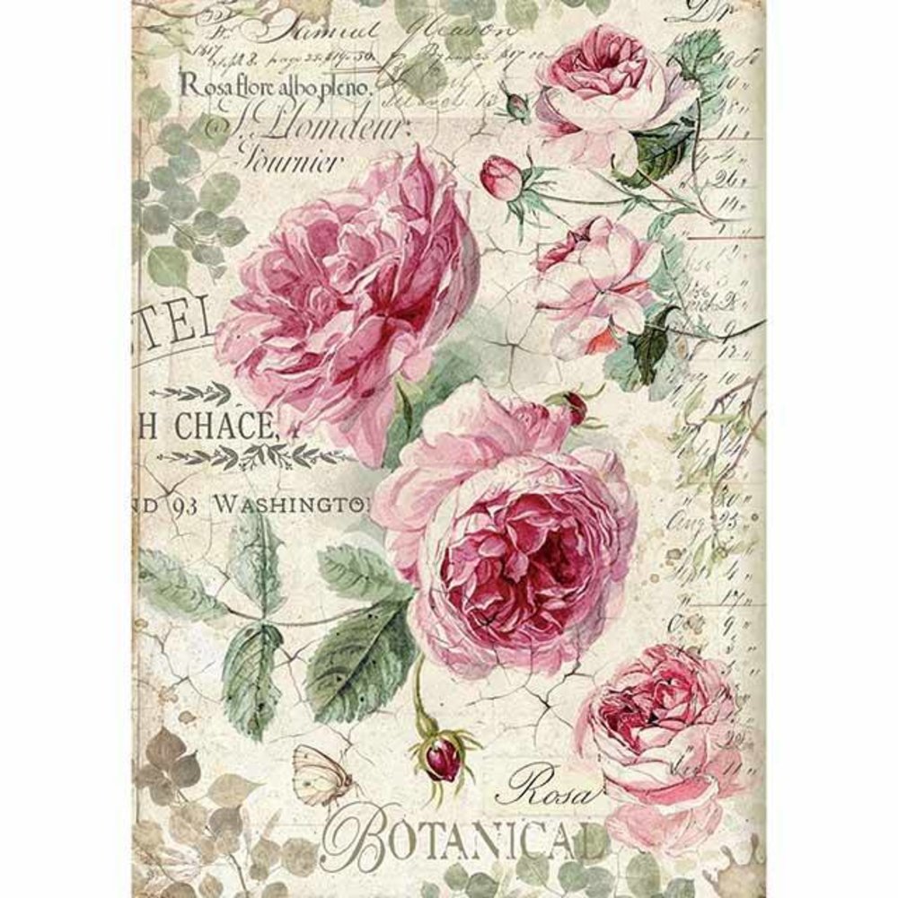 Stamperia Rice Paper A4 Botanic English Roses (DFSA4358)