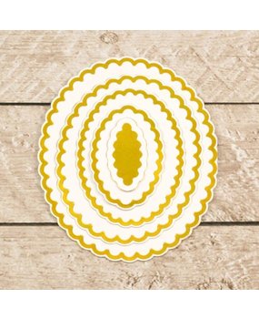 Couture Creations Nesting Scalloped Ovals Cut, Foil & Emboss Die (CO726455) Couture Creations Nesting Scalloped Ovals Cut, Foil & Emboss Die (CO726455)