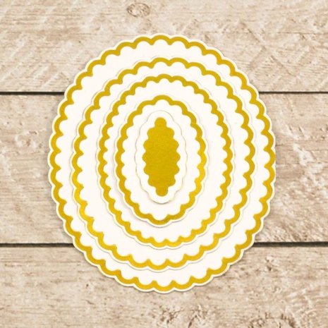 Couture Creations Nesting Scalloped Ovals Cut, Foil & Emboss Die (CO726455) Couture Creations Nesting Scalloped Ovals Cut, Foil & Emboss Die (CO726455)