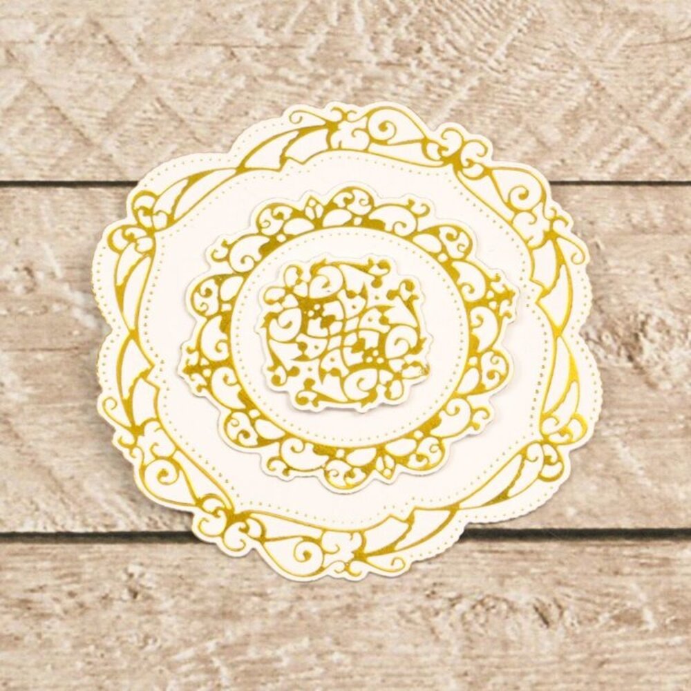 Couture Creations Nesting Circular Flourished Frames Cut, Foil & Emboss Die (CO726463) Couture Creations Nesting Circular Flourished Frames Cut, Foil & Emboss Die (CO726463)