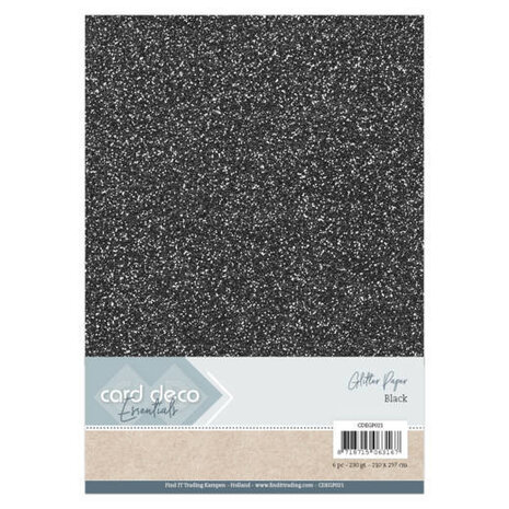 Card Deco A4 Glitter Paper Black (CDEGP021)