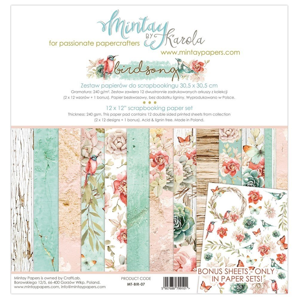 Mintay Bird Song 12x12 Inch Scrapbooking Paper Set (MT-BIR-07) Mintay Bird Song 12x12 Inch Scrapbooking Paper Set (MT-BIR-07)