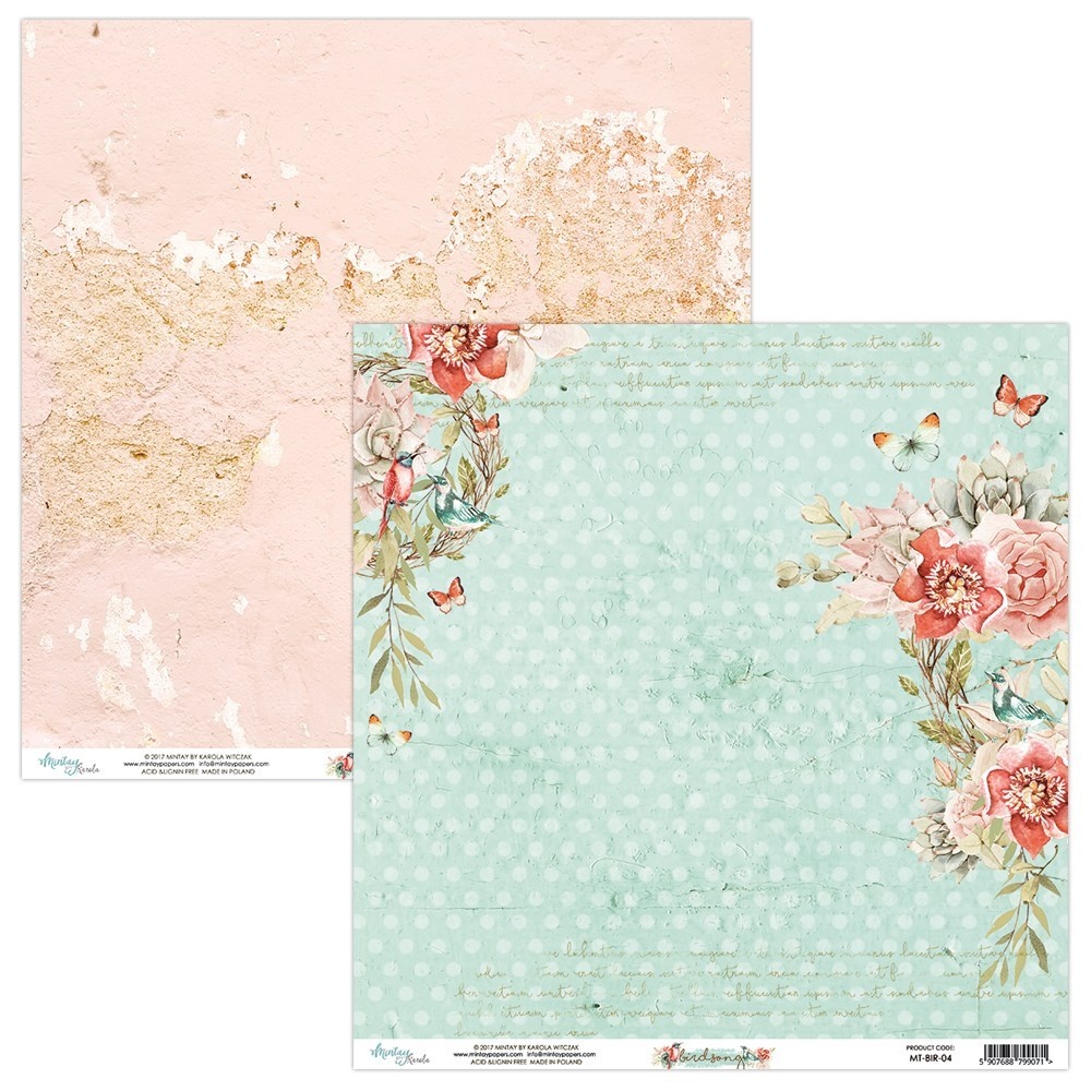 Mintay Bird Song 12x12 Inch Scrapbooking Paper Set Mt Bir 07