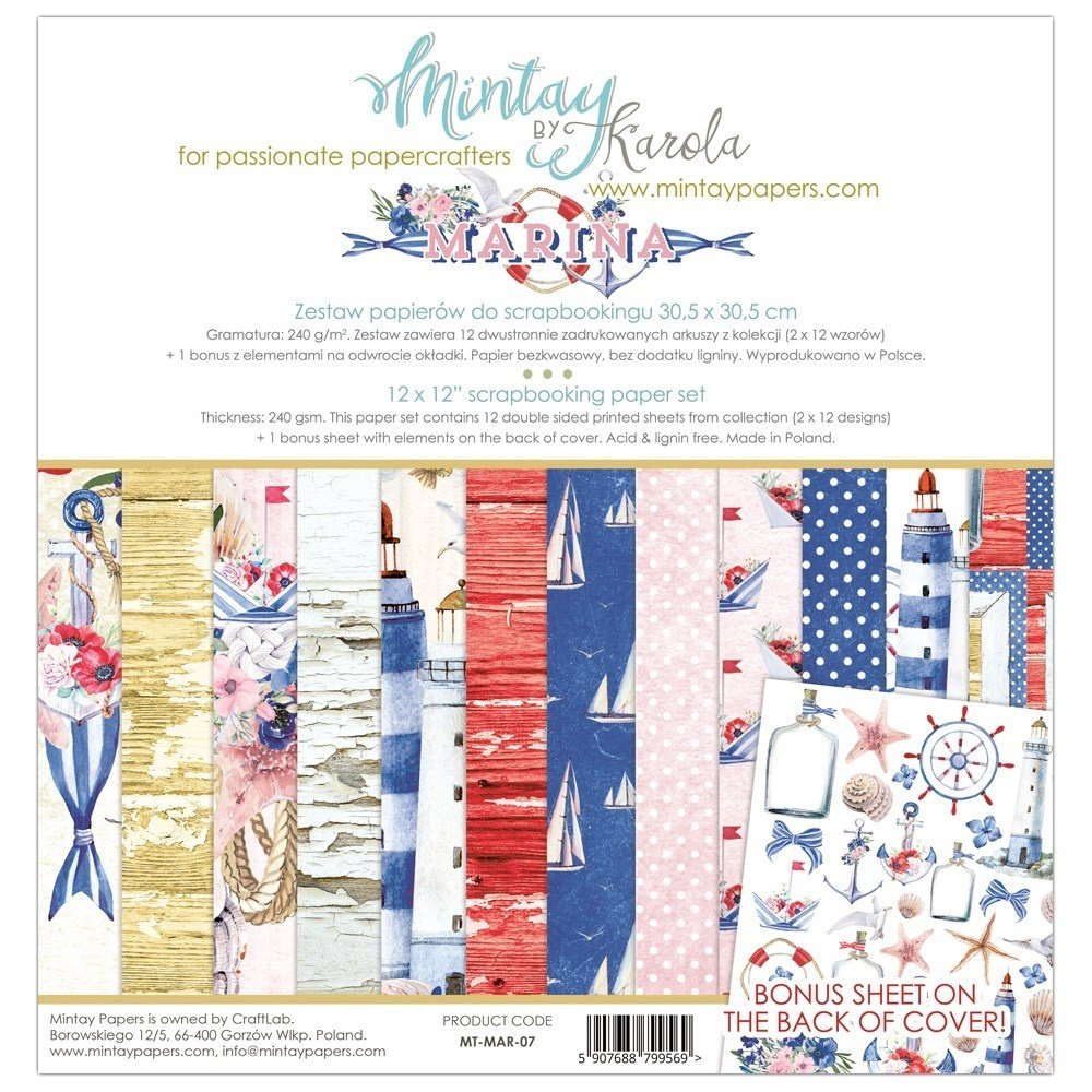 Mintay Marina 12x12 Inch Scrapbooking Paper Set (MT-MAR-07) Mintay Marina 12x12 Inch Scrapbooking Paper Set (MT-MAR-07)