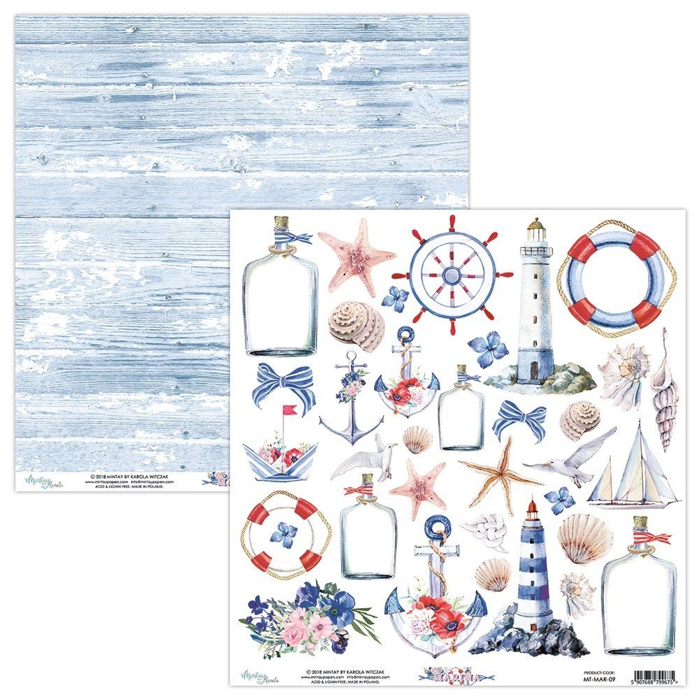 Mintay Marina 12x12 Inch Scrapbooking Paper Set (MT-MAR-07) Mintay Marina 12x12 Inch Scrapbooking Paper Set (MT-MAR-07)