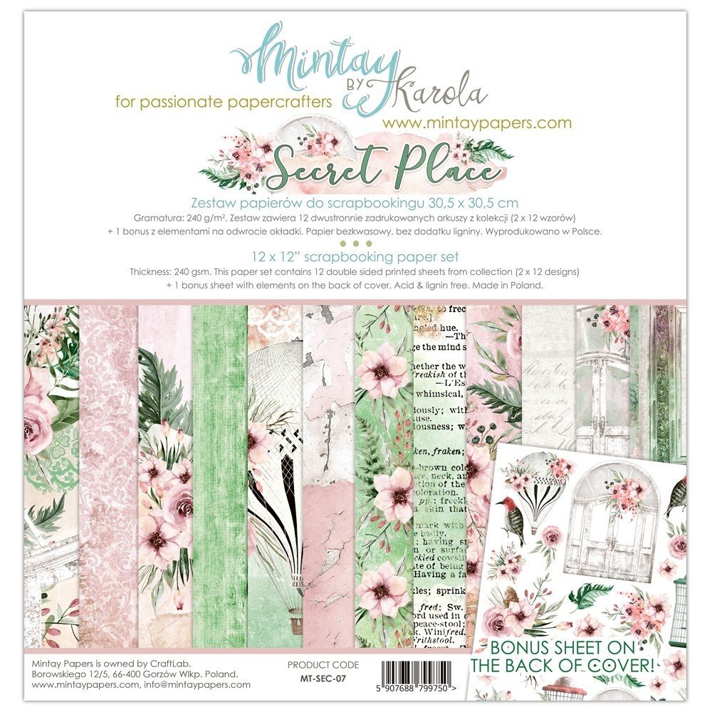 Mintay Secret Place 12x12 Inch Scrapbooking Paper Set (MT-SEC-07) Mintay Secret Place 12x12 Inch Scrapbooking Paper Set (MT-SEC-07)