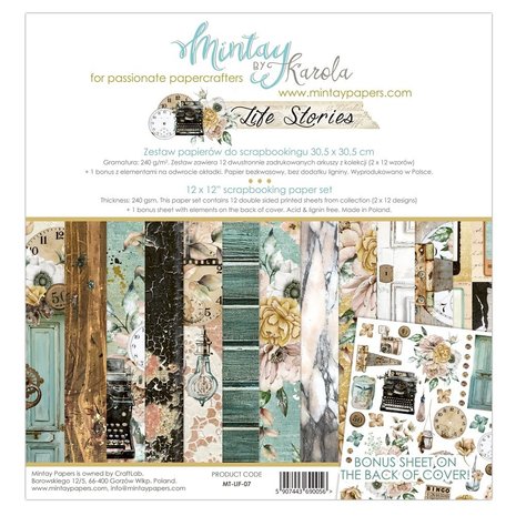 Mintay Life Stories 12x12 Inch Scrapbooking Paper Set (MT-LIF-07) Mintay Life Stories 12x12 Inch Scrapbooking Paper Set (MT-LIF-07)