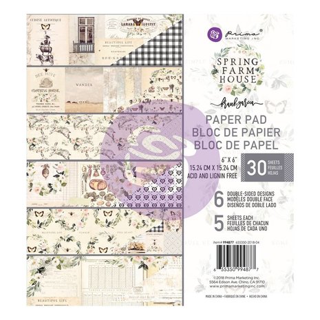 Prima Marketing Inc Spring Farmhouse 6x6 Inch Paper Pad (994877) Prima Marketing Inc Spring Farmhouse 6x6 Inch Paper Pad (994877)