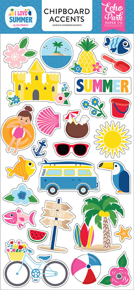 Echo Park I Love Summer 6x13 Inch Chipboard Accents (SU178021) Echo Park I Love Summer 6x13 Inch Chipboard Accents (SU178021)