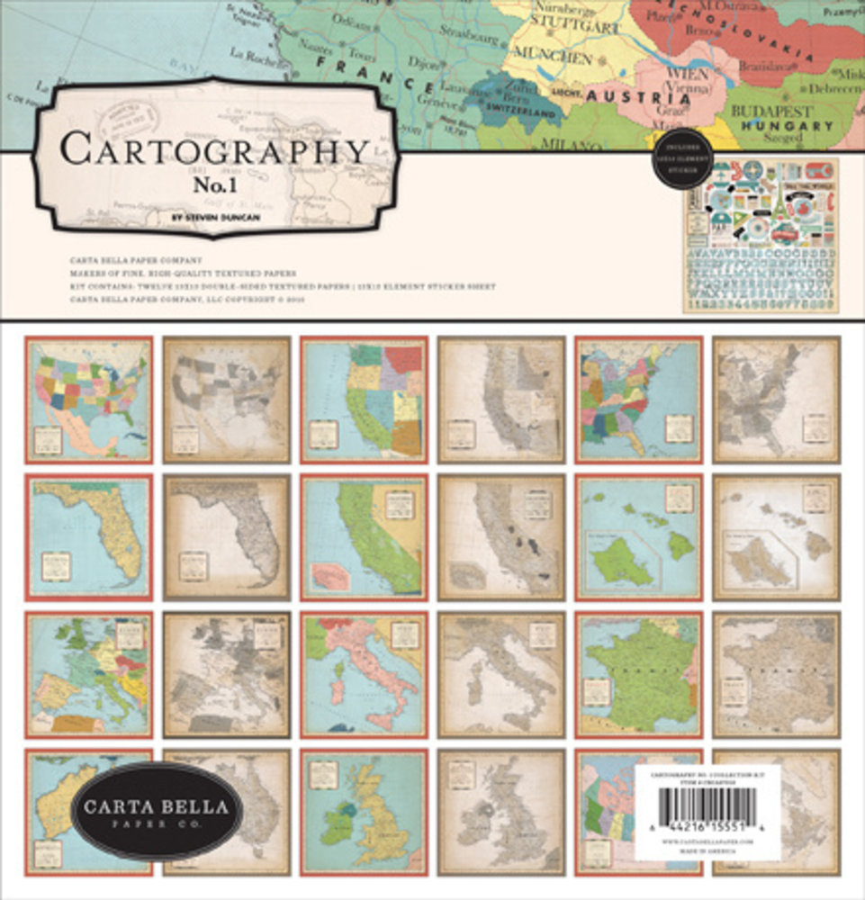 Carta Bella Cartography No.1 12x12 Inch Collection Kit (CBCA97016)