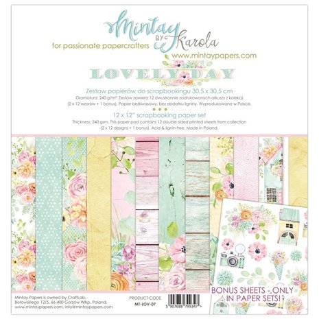 Mintay Lovely Day 12x12 Inch Scrapbooking Paper Set (MT-LOV-07)
