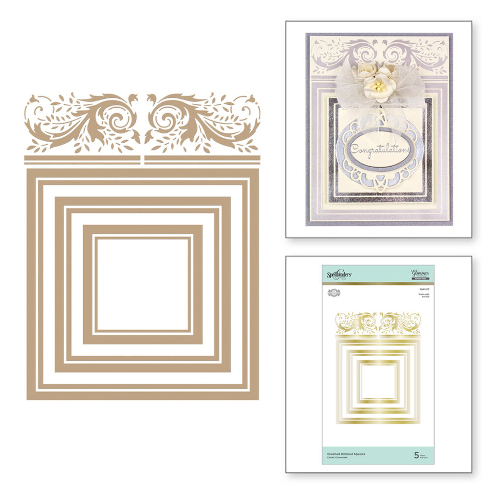 Spellbinders Crowned Rimmed Squares Hot Foil Plate (GLP-127)