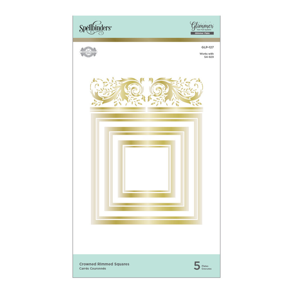Spellbinders Crowned Rimmed Squares Hot Foil Plate (GLP-127)