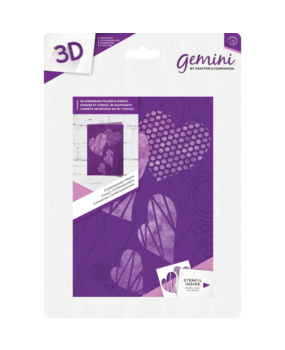 Gemini Contemporary Hearts 3D Embossing Folder & Stencil (GEM-EF5-3D-COHE)