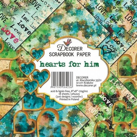Decorer Hearts for Him 8x8 Inch Paper Pack (DECOR-B25-423)