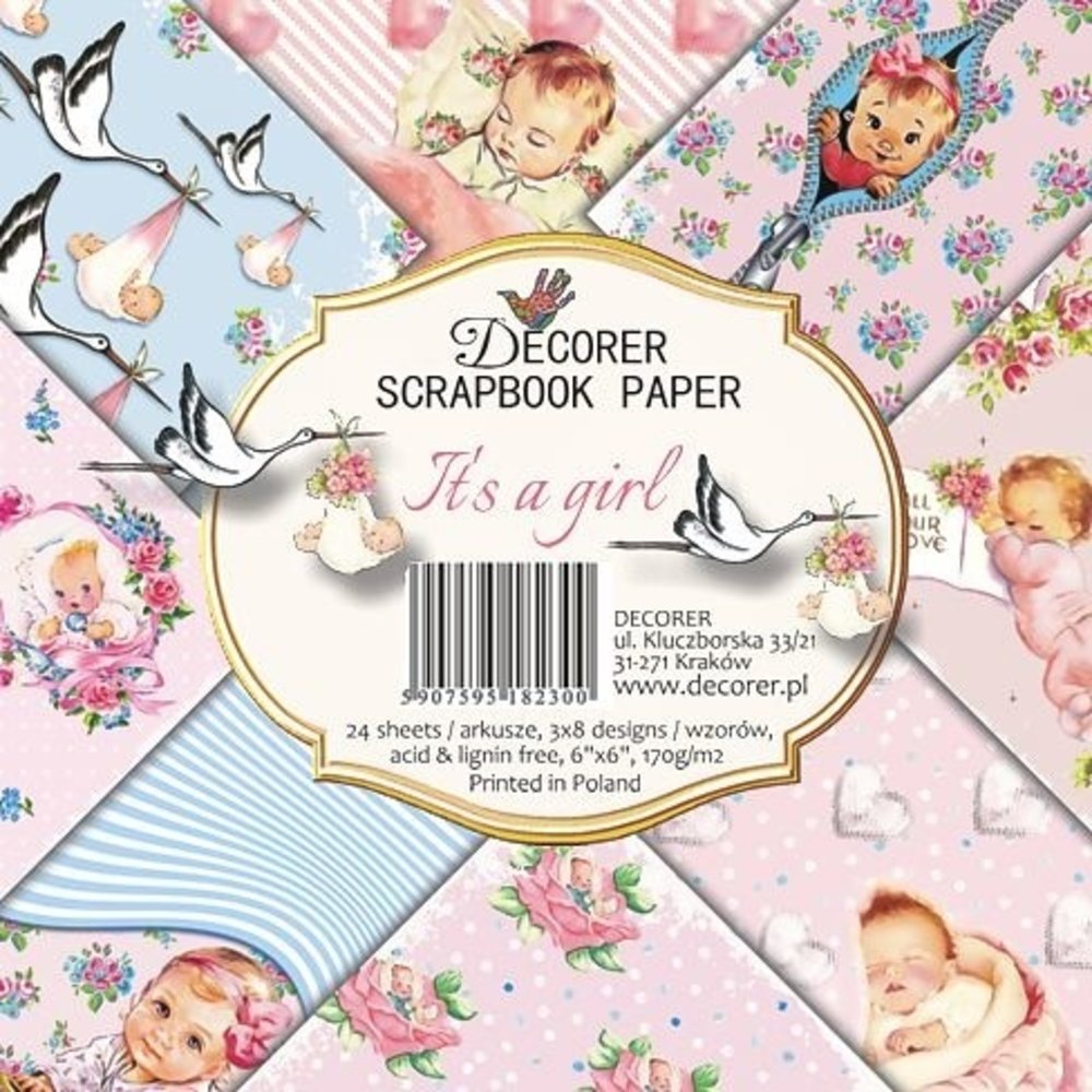 Decorer It's a Girl 6x6 Inch Paper Pack (DECOR-C27-230) Decorer It's a Girl 6x6 Inch Paper Pack (DECOR-C27-230)