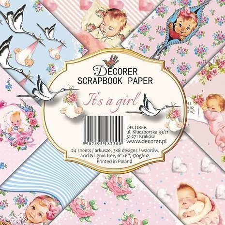 Decorer It's a Girl 6x6 Inch Paper Pack (DECOR-C27-230) Decorer It's a Girl 6x6 Inch Paper Pack (DECOR-C27-230)