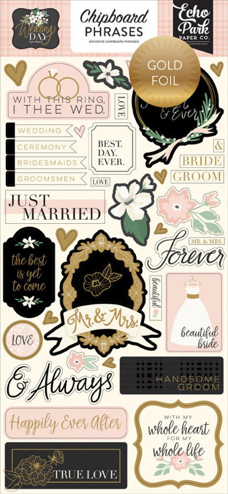 Echo Park Wedding Day 6x13 Inch Chipboard Phrases (WD181022) Echo Park Wedding Day 6x13 Inch Chipboard Phrases (WD181022)