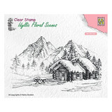 Nellie Snellen Snowy Landscape with Cottage Clear Stamp (IFS015)