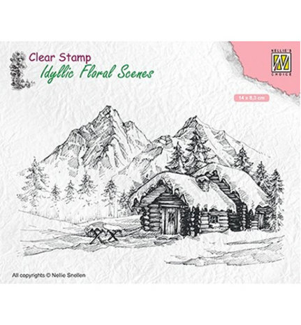 Nellie Snellen Snowy Landscape with Cottage Clear Stamp (IFS015)