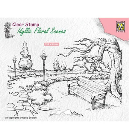 Nellie Snellen Wintery Park with Bench Clear Stamp (IFS016)