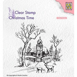 Nellie Snellen Wintery Scene with Church & Reindeer Clear Stamp (CT027)