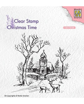 Nellie Snellen Wintery Scene with Church & Reindeer Clear Stamp (CT027) Nellie Snellen Wintery Scene with Church & Reindeer Clear Stamp (CT027)