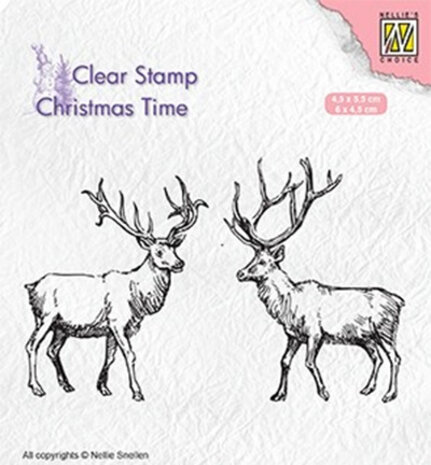Nellie Snellen Two Reindeer Clear Stamp (CT028) Nellie Snellen Two Reindeer Clear Stamp (CT028)