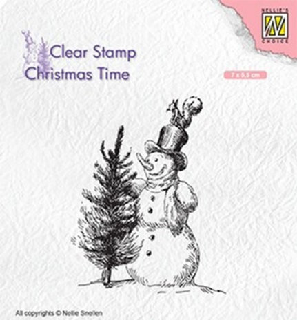 Nellie Snellen Snowman with Tree Clear Stamp (CT029) Nellie Snellen Snowman with Tree Clear Stamp (CT029)