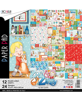 Ciao Bella Papercrafting Zoe & Ziggy 12x12 Inch Paper Pad (CBPM025) Ciao Bella Papercrafting Zoe & Ziggy 12x12 Inch Paper Pad (CBPM025)