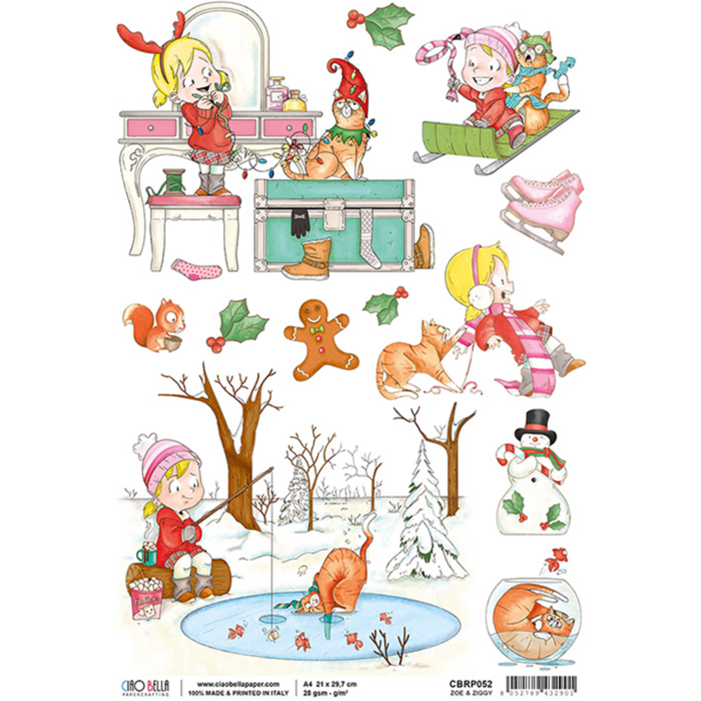 Ciao Bella Papercrafting Zoe & Ziggy A4 Piuma Rice Paper (CBRP052)