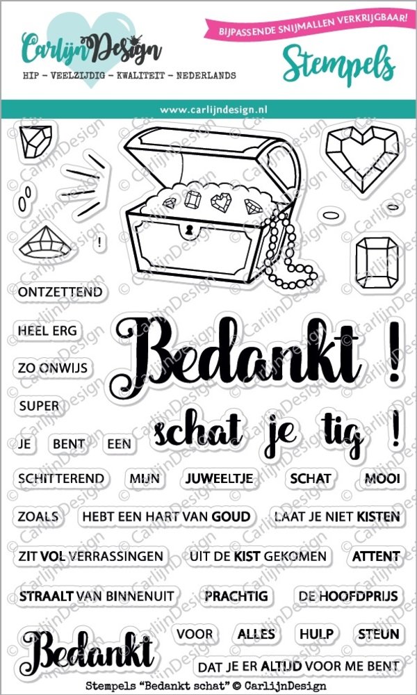 Carlijn Design Clear Stamps Bedankt Schat (CDST0003) Carlijn Design Clear Stamps Bedankt Schat (CDST0003)