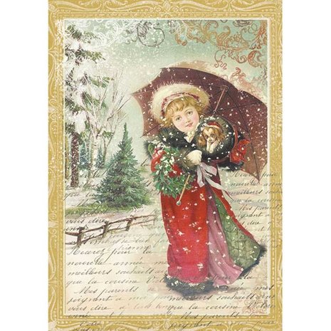 Stamperia Rice Paper A4 Little Girl with Umbrella (DFSA4143)