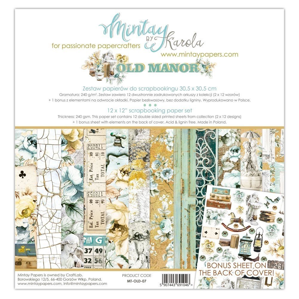 Mintay Old Manor 12x12 Inch Scrapbooking Paper Set (MT-OLD-07)