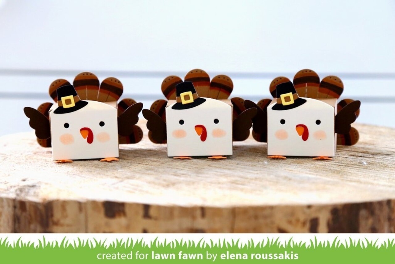 Lawn Fawn Tiny Gift Box Peacock & Turkey Add-on Dies (LF2051)