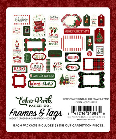 Echo Park Here Comes Santa Claus Ephemera Frames & Tags (HCS188025)