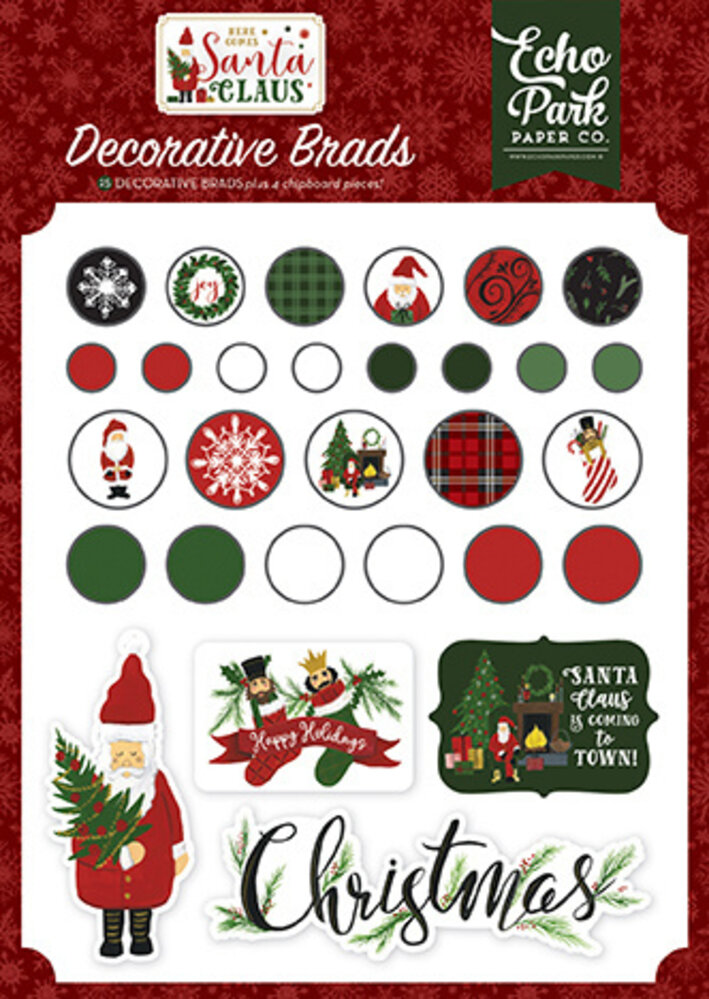 Echo Park Here Comes Santa Claus Decorative Brads (HCSC188020) Echo Park Here Comes Santa Claus Decorative Brads (HCSC188020)
