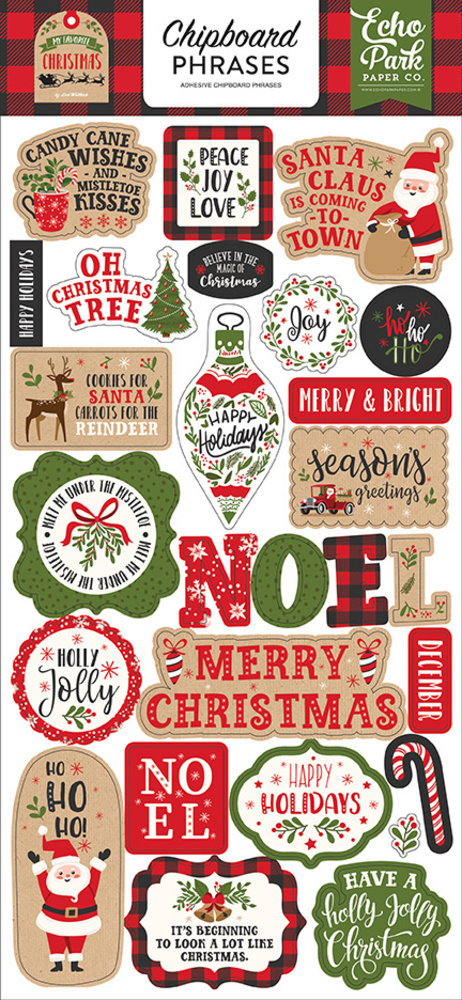 Echo Park My Favorite Christmas 6x13 Inch Chipboard Phrases (MFC190022) Echo Park My Favorite Christmas 6x13 Inch Chipboard Phrases (MFC190022)