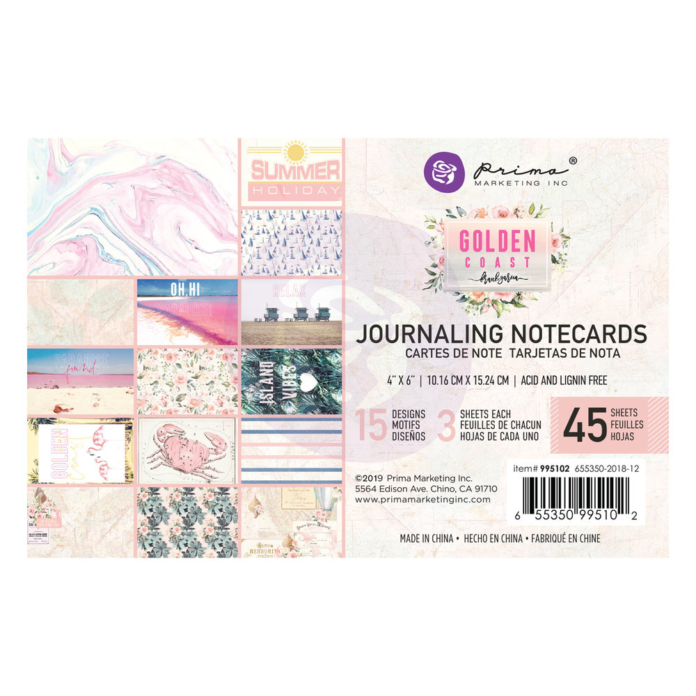 Prima Marketing Inc Golden Coast 4x6 Inch Journaling Cards (995102) Prima Marketing Inc Golden Coast 4x6 Inch Journaling Cards (995102)