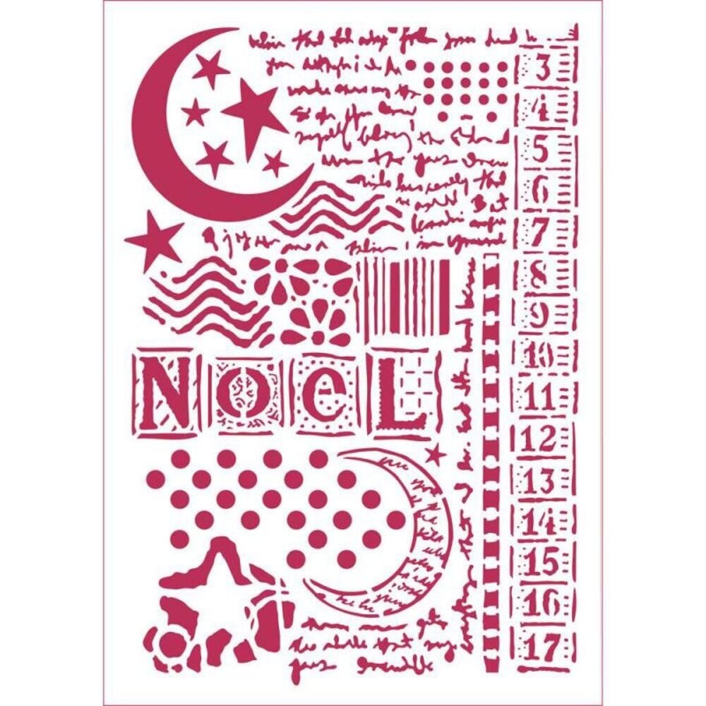 Stamperia Masking Stencil A4 Moon Star & Writings (KSG434) Stamperia Masking Stencil A4 Moon Star & Writings (KSG434)