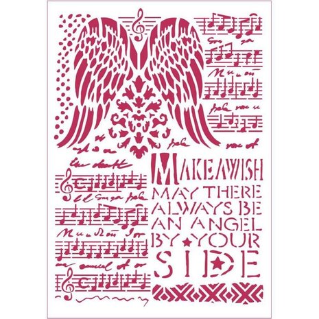 Stamperia Masking Stencil A4 Music & Wings (KSG435) Stamperia Masking Stencil A4 Music & Wings (KSG435)