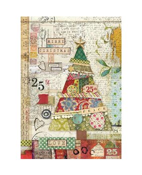 Stamperia Rice Paper A4 Make a Wish Patchwork Tree (DFSA4406)
