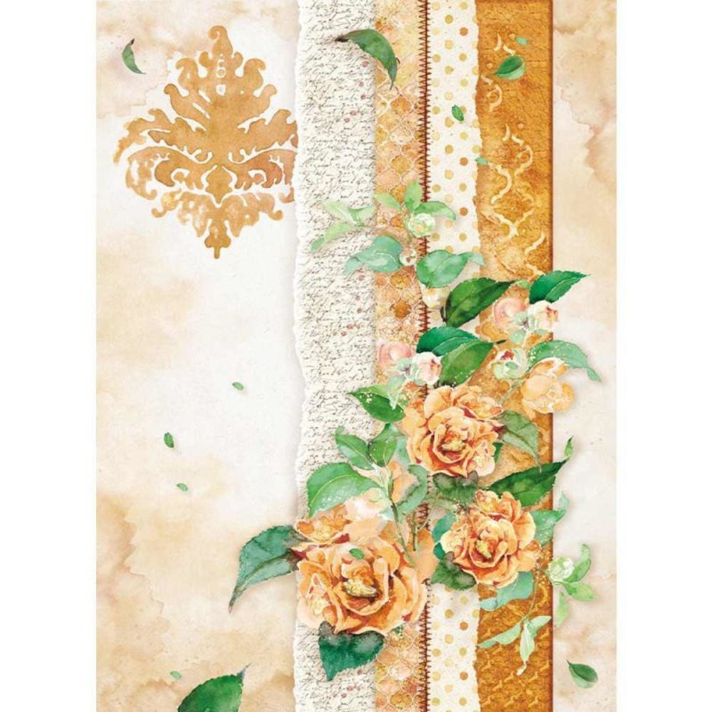 Stamperia Rice Paper A4 Flowers For You Ocher (DFSA4416) Stamperia Rice Paper A4 Flowers For You Ocher (DFSA4416)